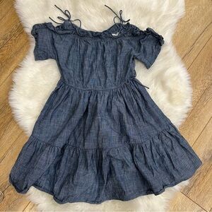 Crewcuts Chambray Blue Cold Shoulder Dress